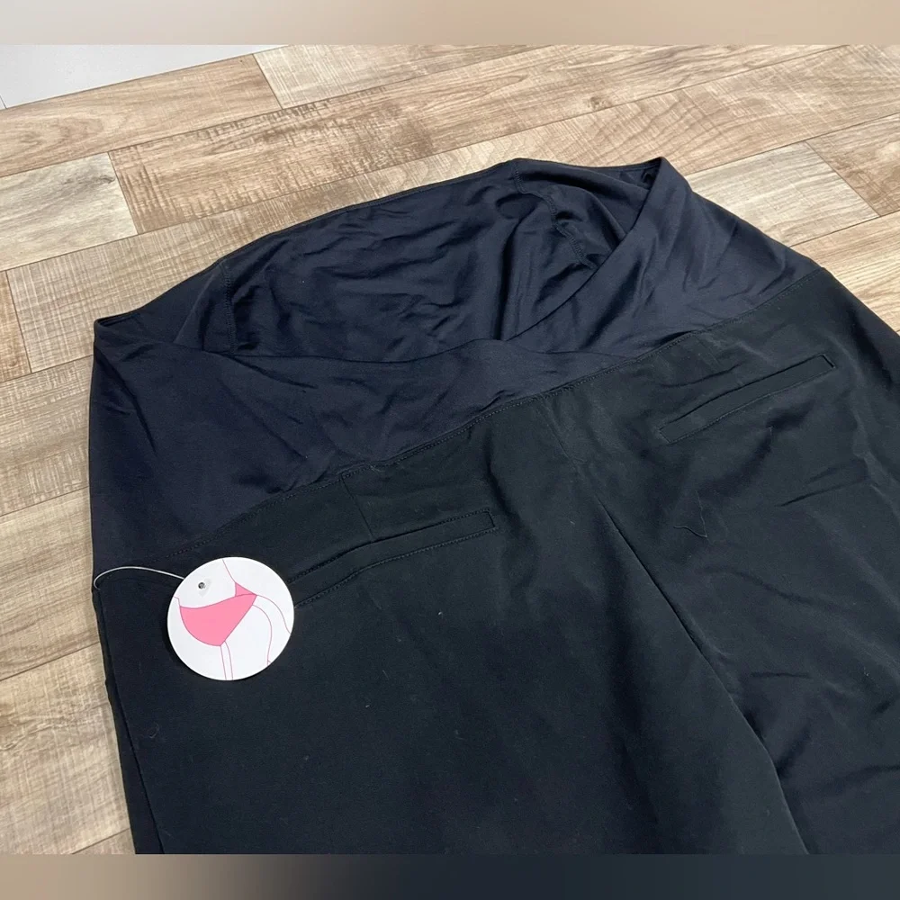NWT Isabel Maternity Black Skinny Crossover Panel Pants Size 16